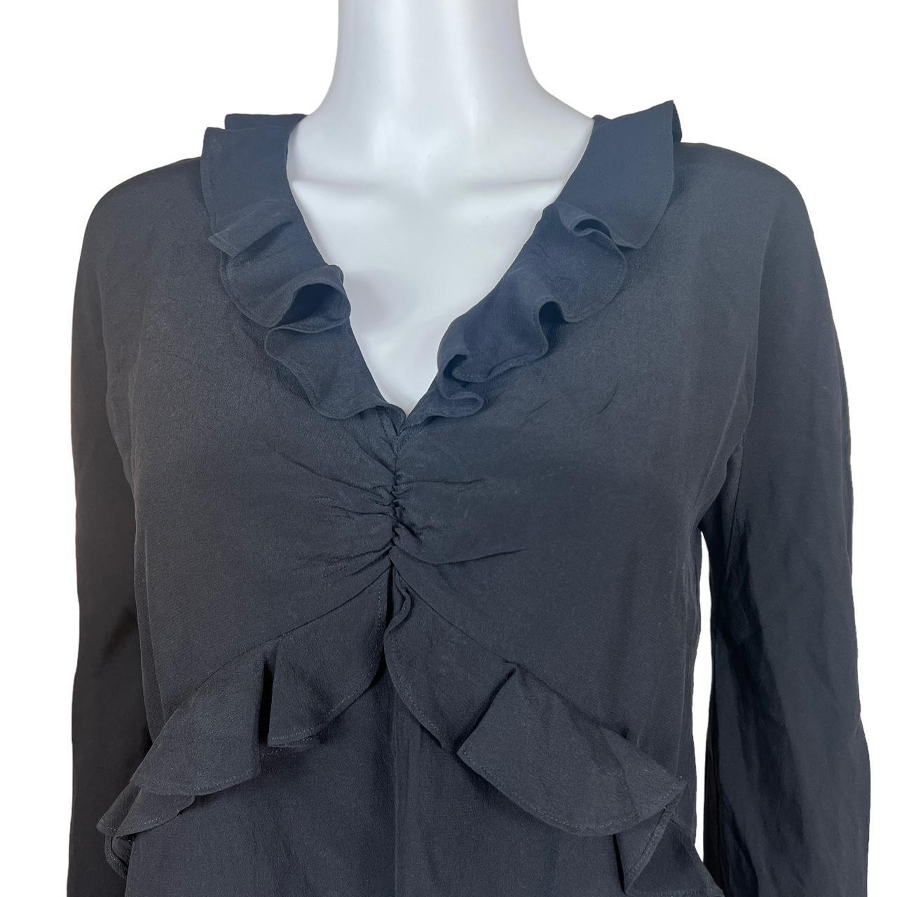 Gucci by Tom Ford S/S 1999 Black Silk Ruffle Trim Blouse - Outfit Repeater