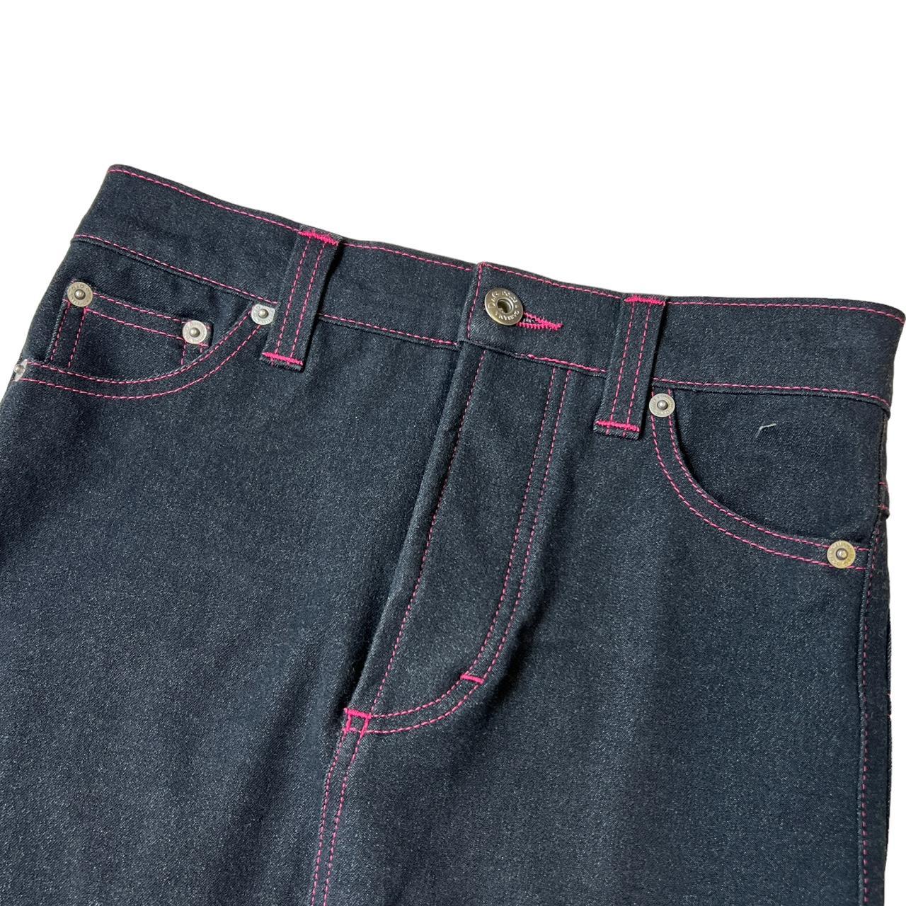 Dolce & Gabbana Dark Wash Denim Midi Length Skirt with Hot Pink Stitching - Outfit Repeater