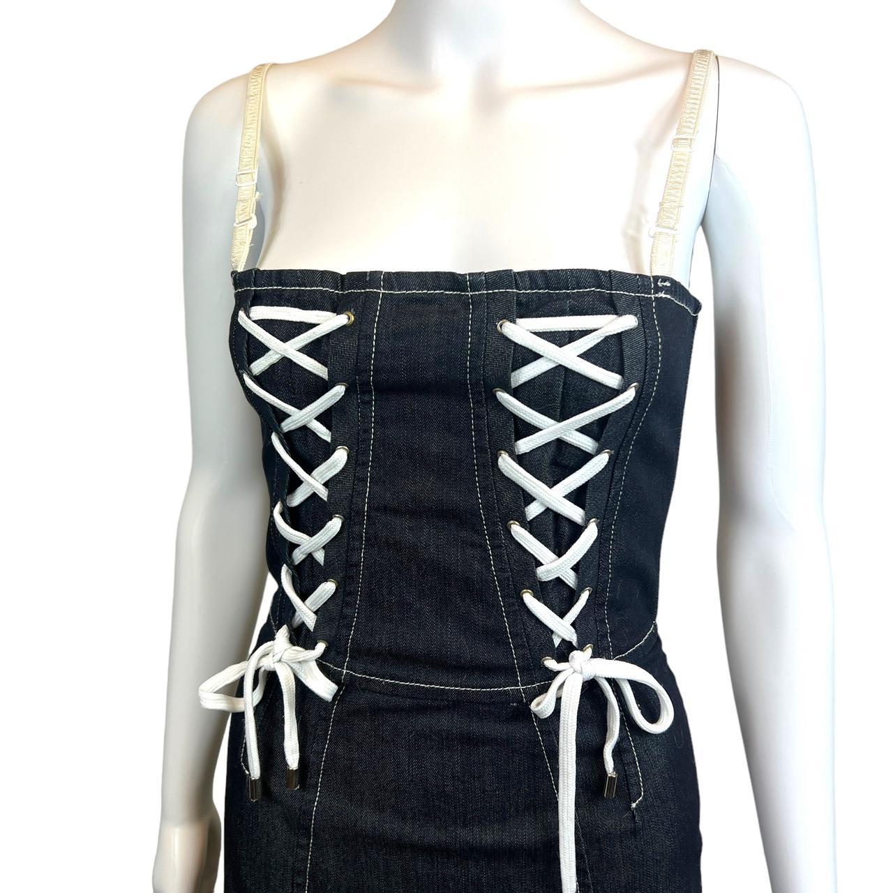 Dolce & Gabbana Dark Denim Lace Up Midi Dress