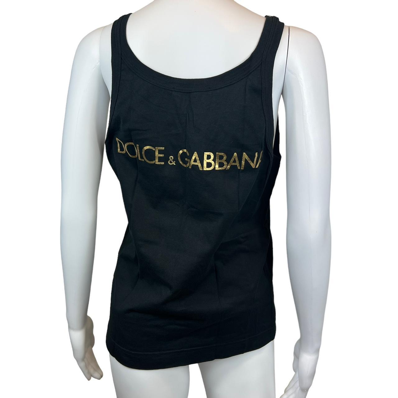 Dolce & Gabbana Hollywood Diva Black and Gold Graphic Tank