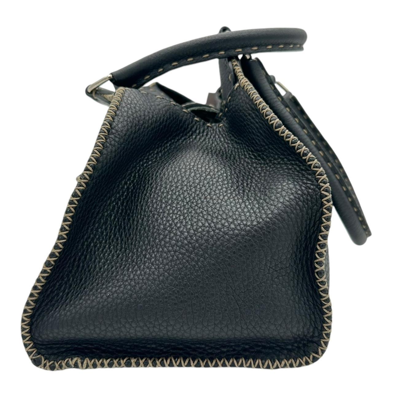 Fendi Black Leather Buckle Shoulder Bag