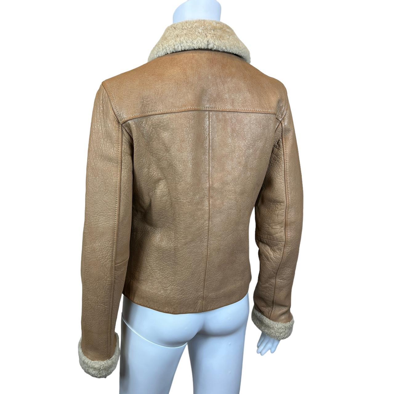 Dolce & Gabbana D&G Jeans Tan Leather Jacket with Shearling Trim - Outfit Repeater