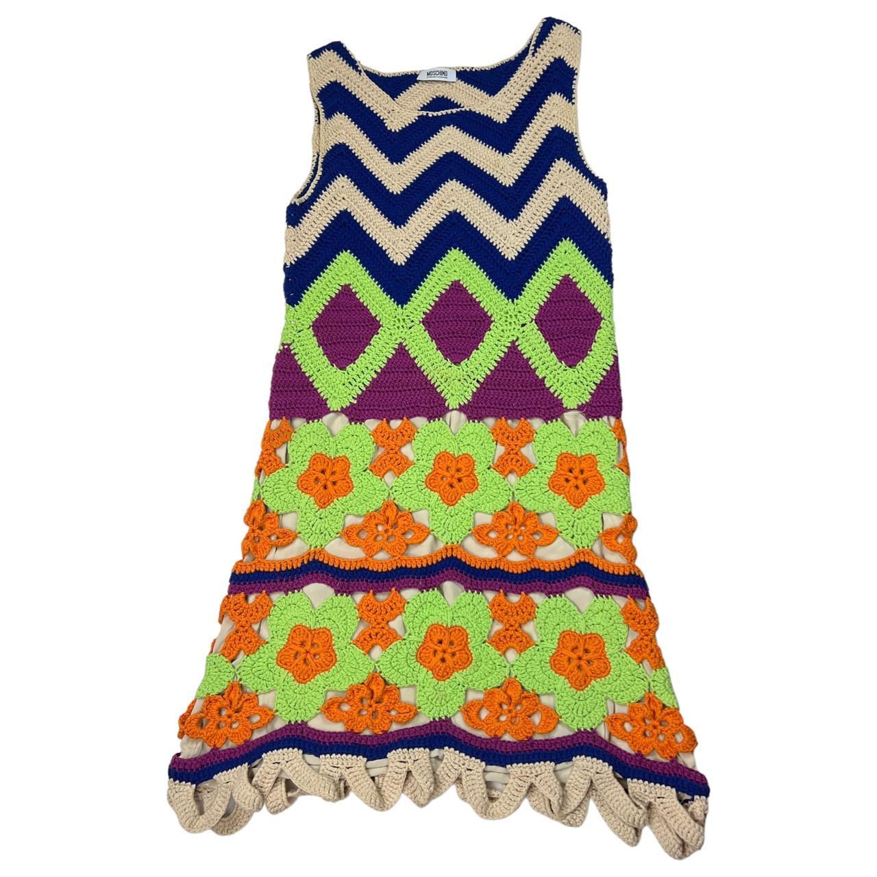 Moschino Cheap & Chic Multicolor Patterned Crochet Knit Midi / Mini Dress