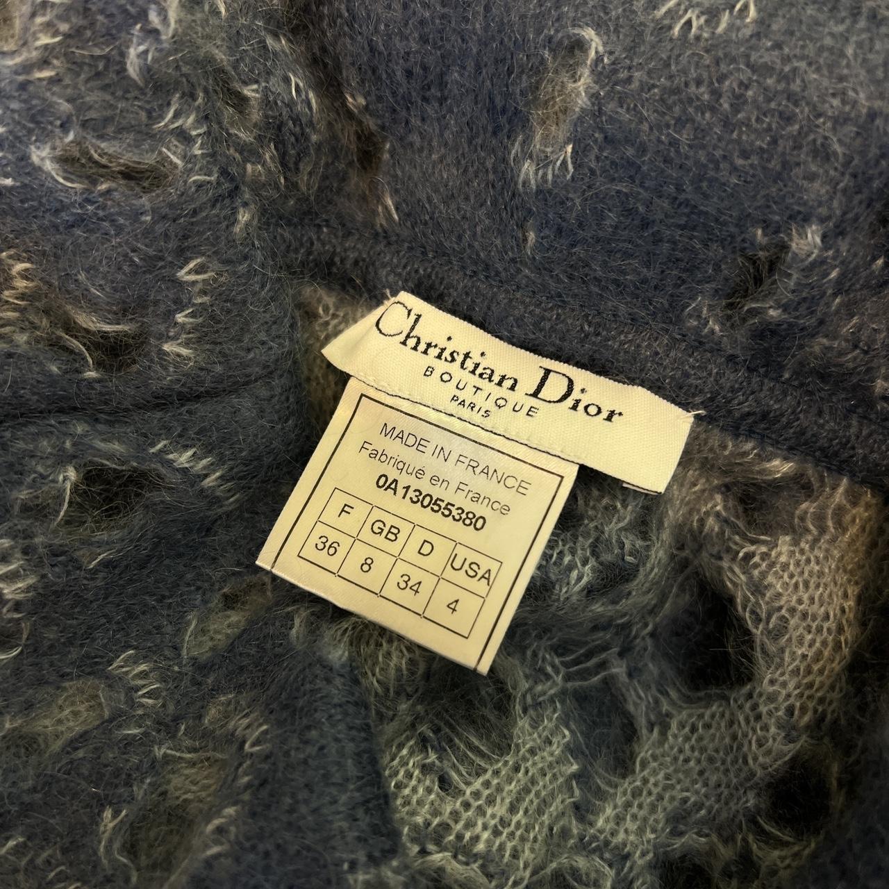 Christian Dior by John Galliano Autumn 2000 Blue Distressed Cut Out Fold Over Sweater - Outfit Repeater