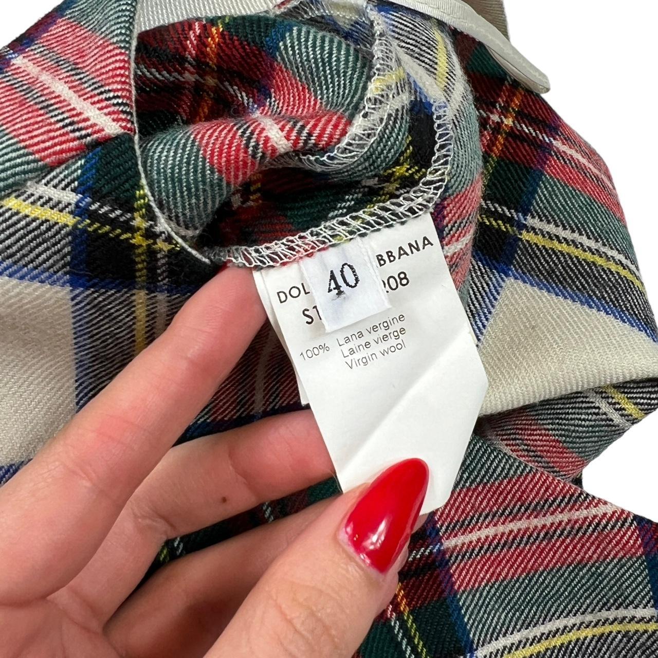 Dolce & Gabbana Plaid Print Wool Midi Skirt