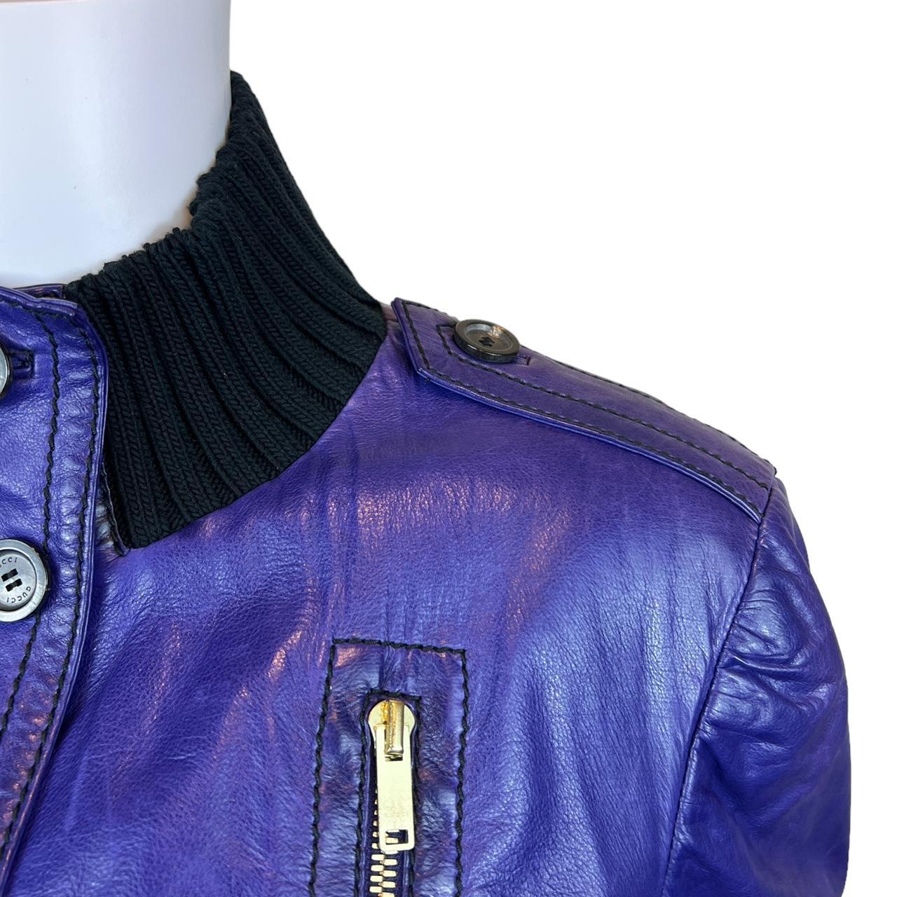 Gucci Madonna Purple Leather Bomber Jacket