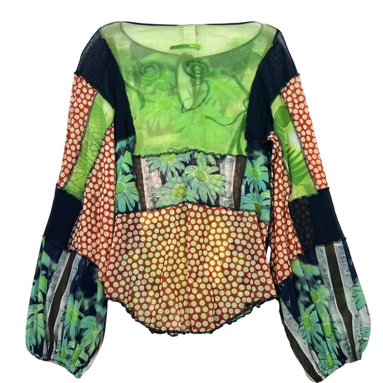 Jean Paul Gaultier Soleil Patchwork Printed Mesh Blouse Top - Outfit Repeater
