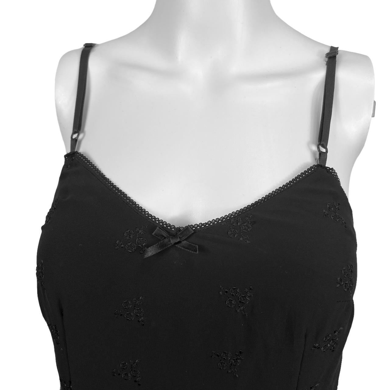 Dolce & Gabbana Black Embroidered Slip Dress with Lace Trim - Outfit Repeater