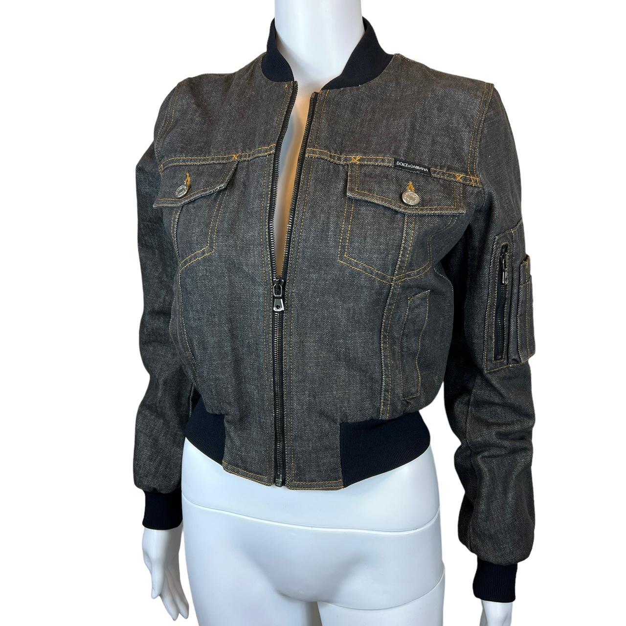 Dolce & Gabbana Dark Denim Cropped Bomber Jacket - Outfit Repeater