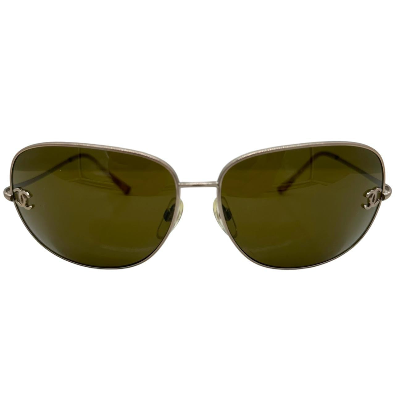 Chanel Oversized Brown Oval Sunglasses