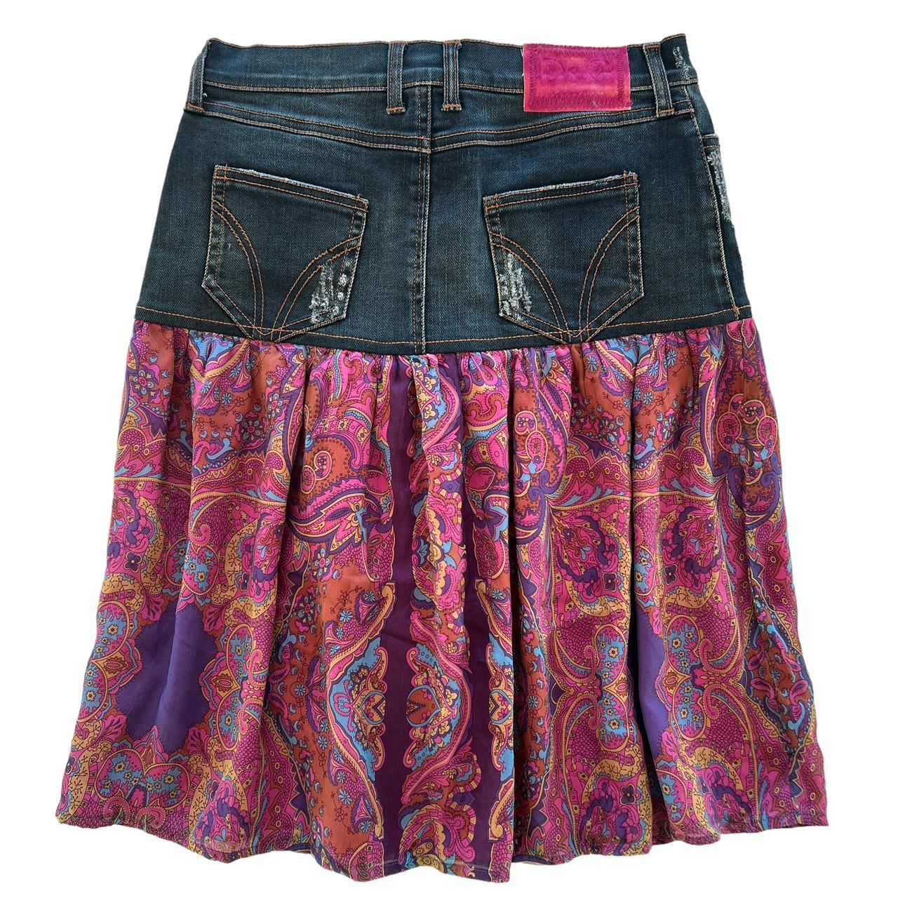 Dolce & Gabbana Half Denim Skirt with Pink Paisley Bottom - Outfit Repeater