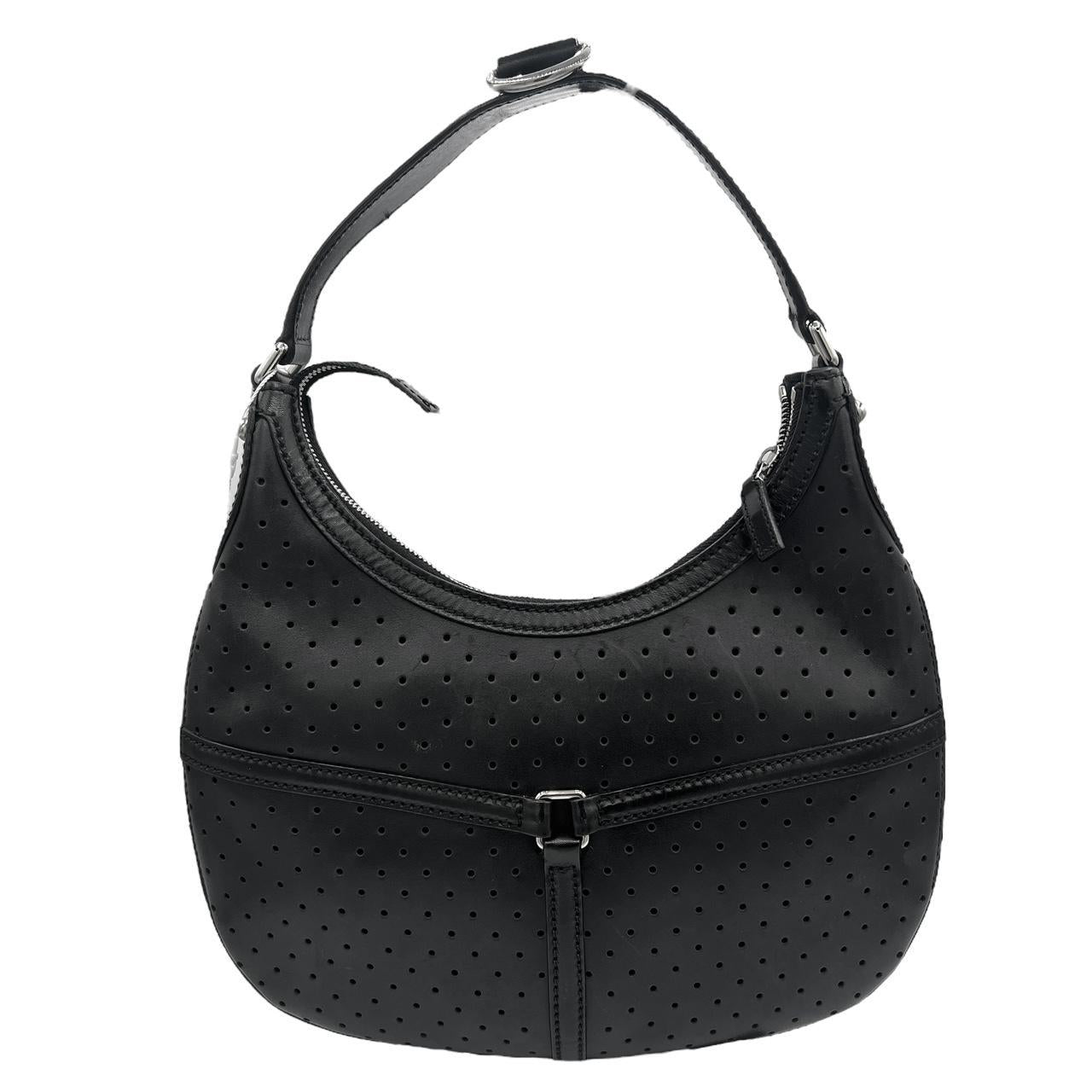 Gucci Black Leather Logo Shoulder Bag