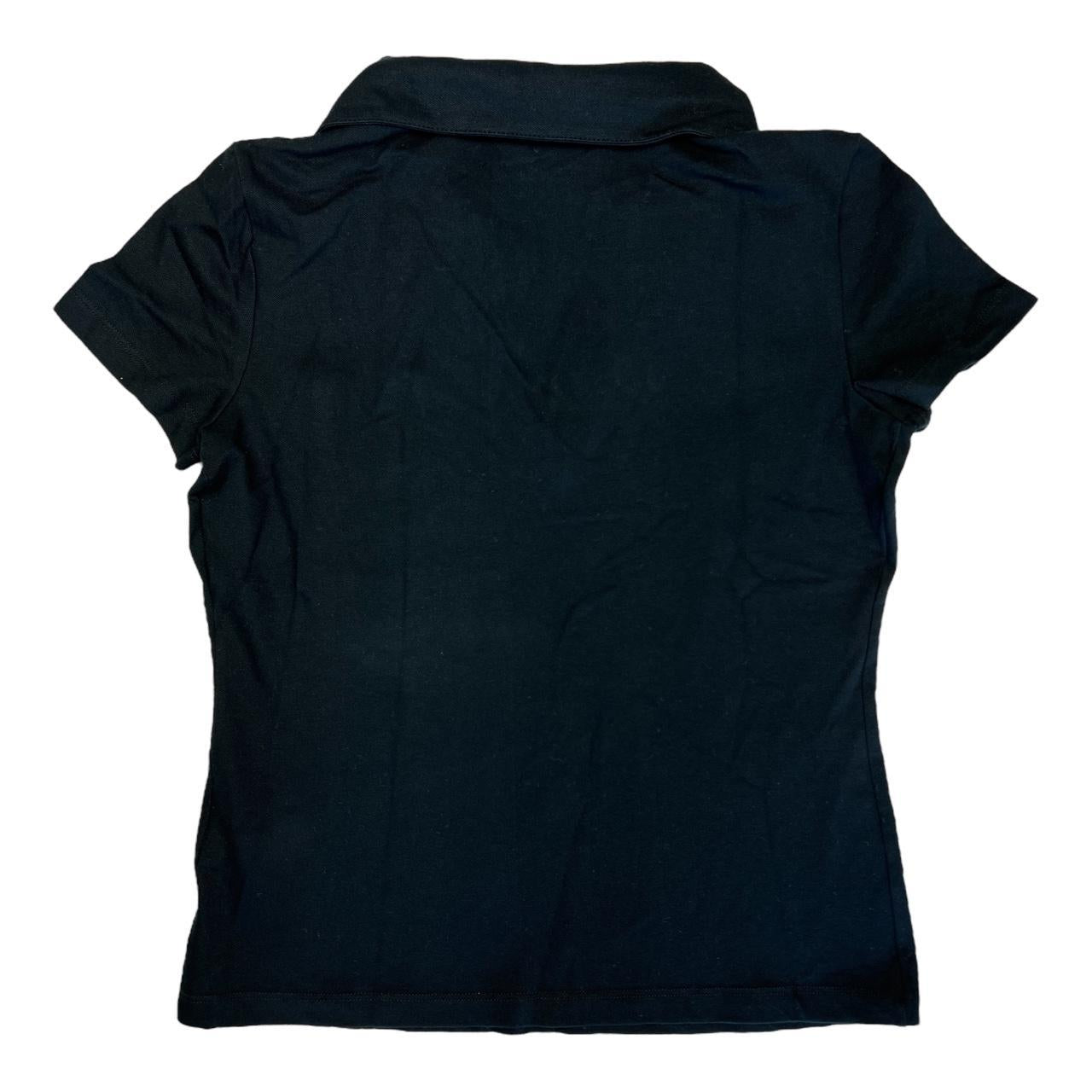 Blumarine Jeans Black Short Sleeve Polo Top with Crystal Spell-Out Logo - Outfit Repeater