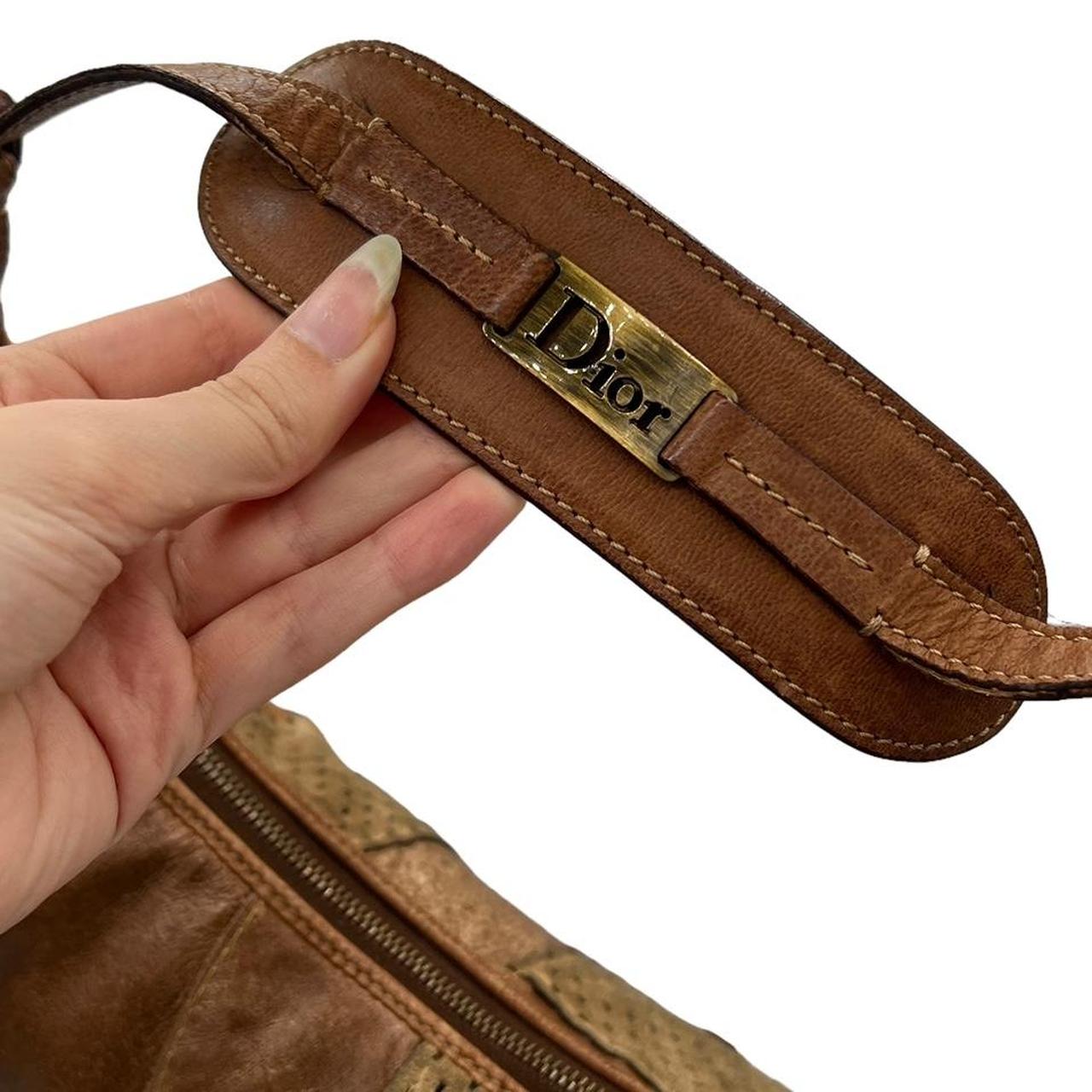 Christian Dior Brown Patchwork Leather Hobo Bag