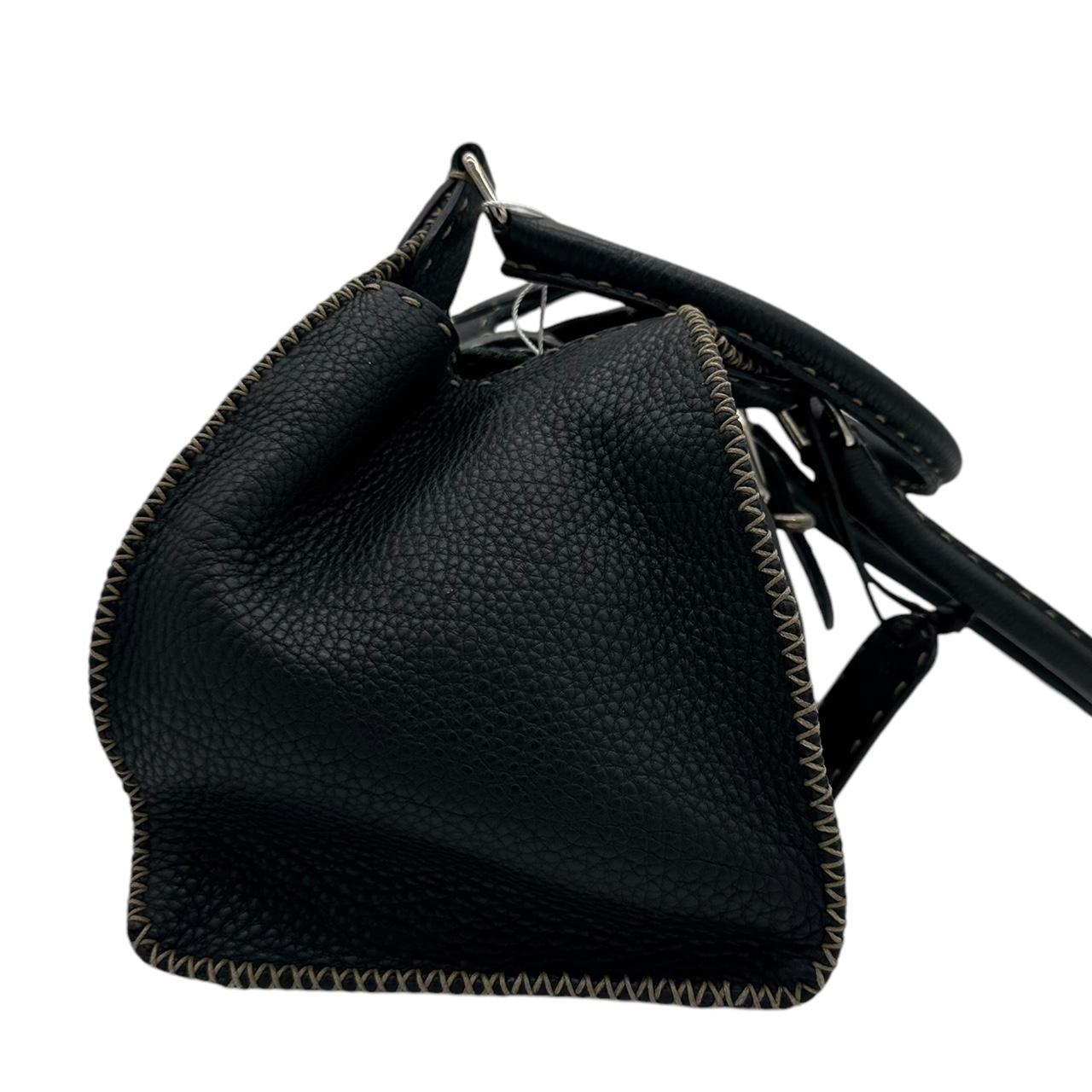 Fendi Black Leather Buckle Shoulder Bag