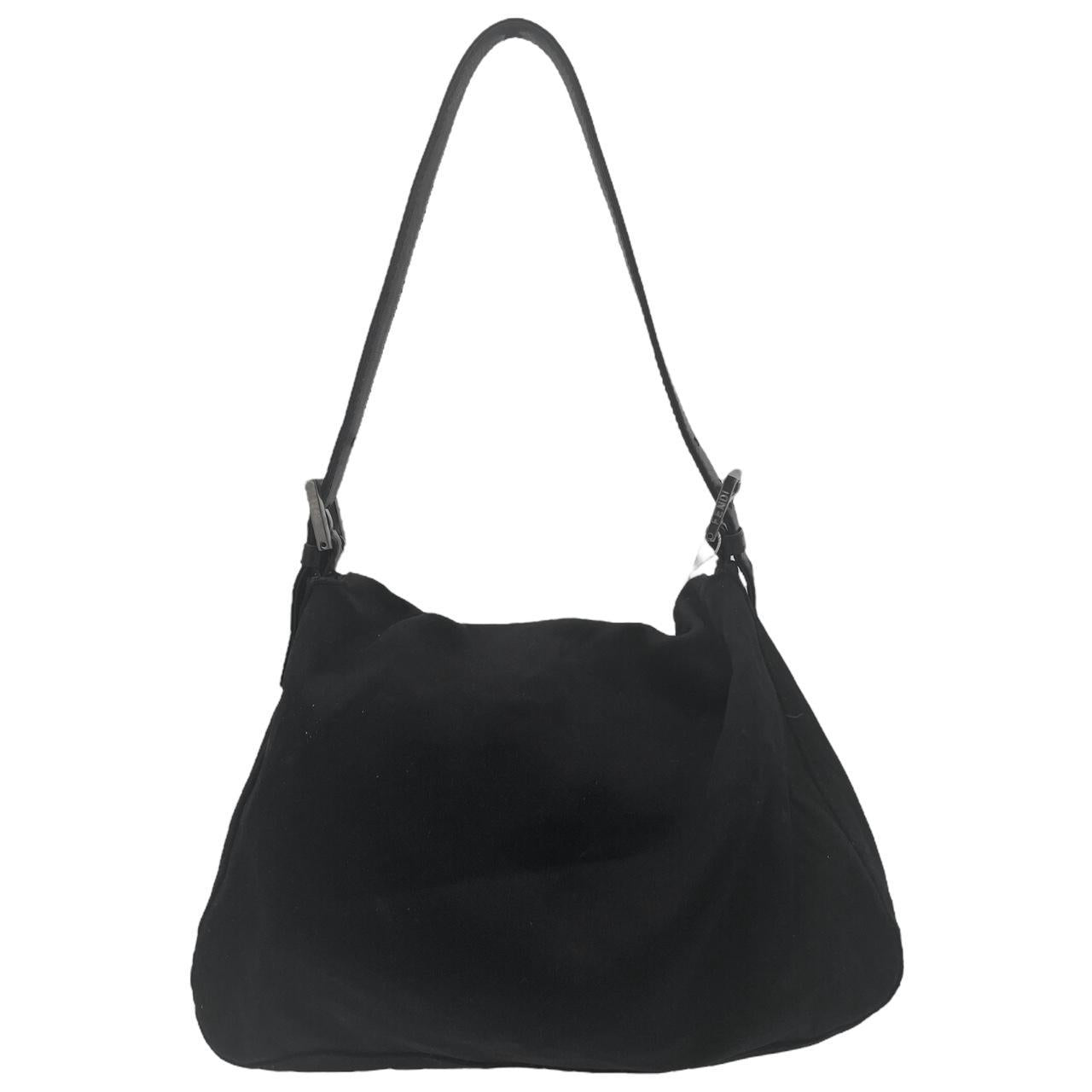 Fendi Black Neoprene Mama Baguette Shoulder Bag