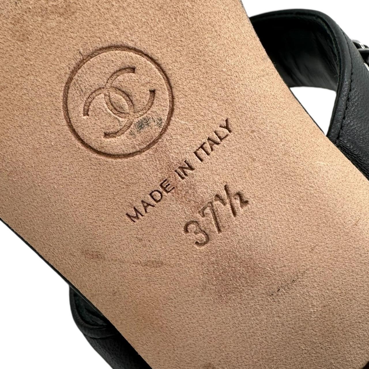 Chanel Black Lambskin Block Heel Sandals - Outfit Repeater