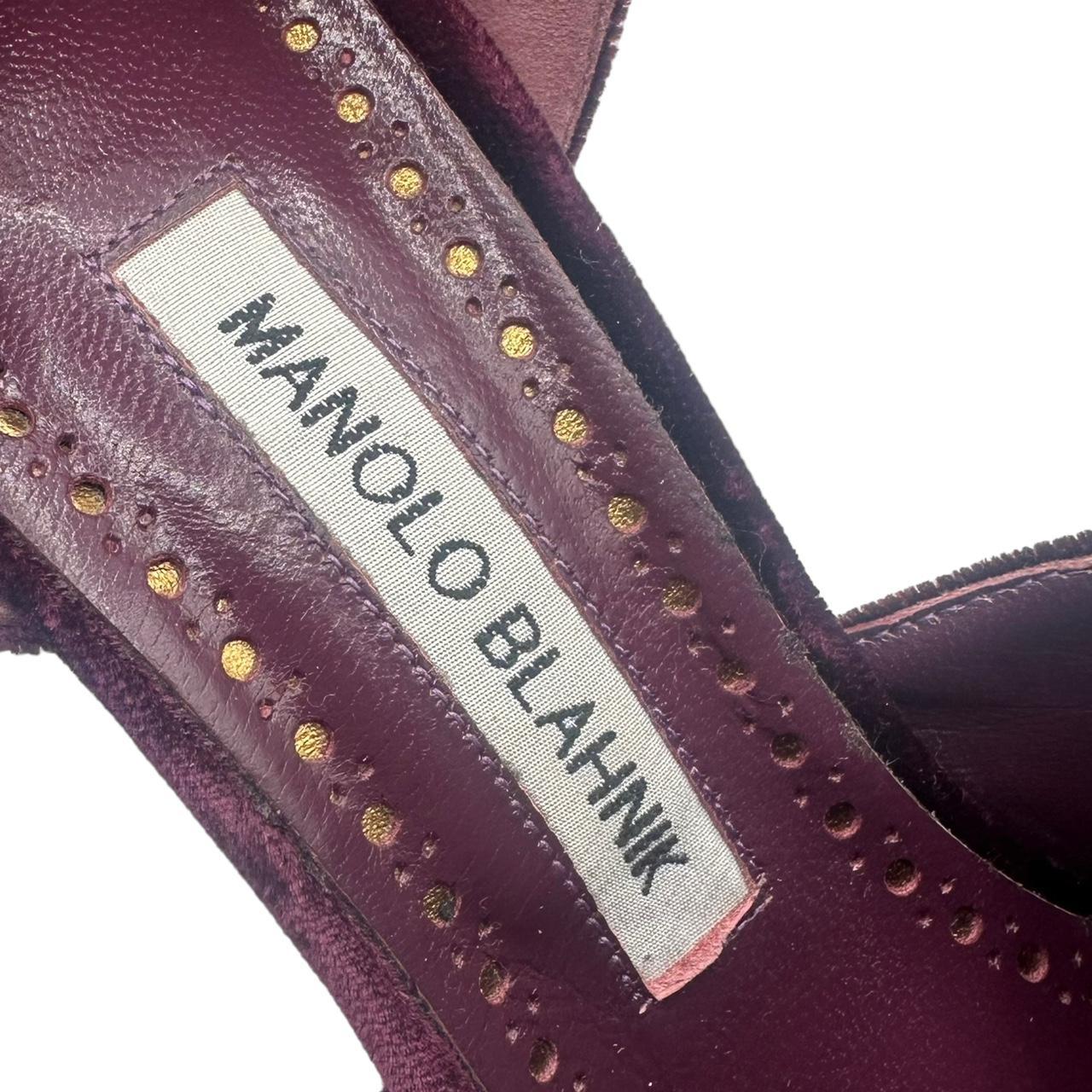 Manolo Blahnik Purple Suede & Gold Leather Heels - Outfit Repeater