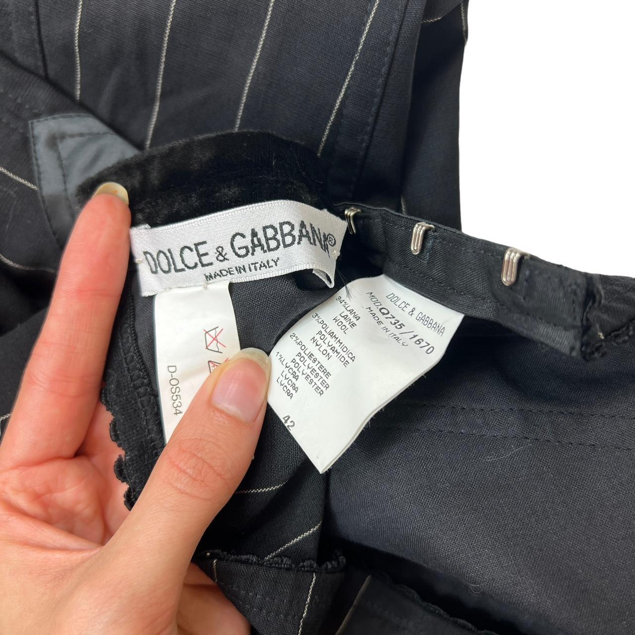 Dolce & Gabbana Black Pinstriped Midi Skirt with Hook and Eye Back and Side Closures - Outfit Repeater