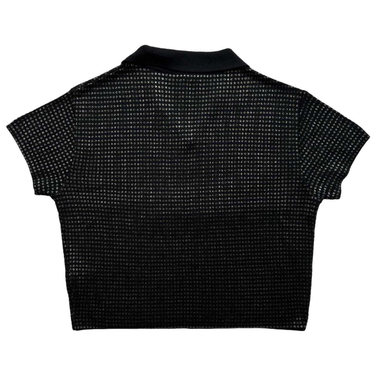 Versace Jeans Couture Black Cropped Knit Polo Style Top