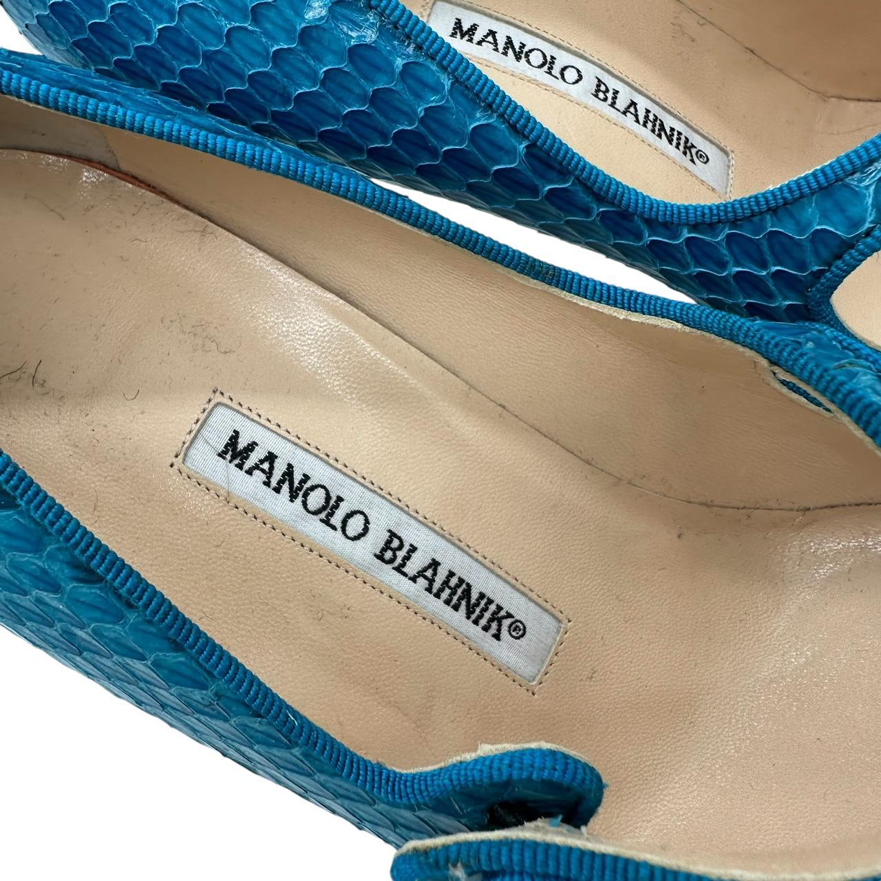 Manolo Blahnik Blue Python Mary Jane Heels Size 40
