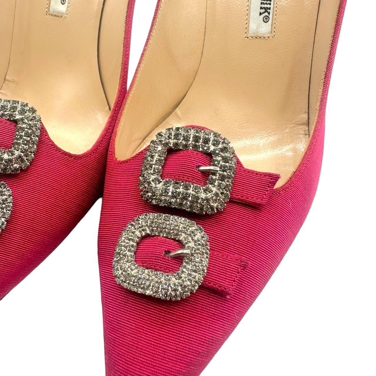 Manolo Blahnik Hot Pink Crystal Embellished Pointed Toe Heels - Outfit Repeater