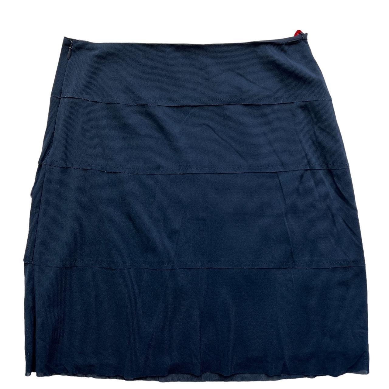 VIVIENNE TAM Navy Blue Mesh Cut and Sew Midi Skirt