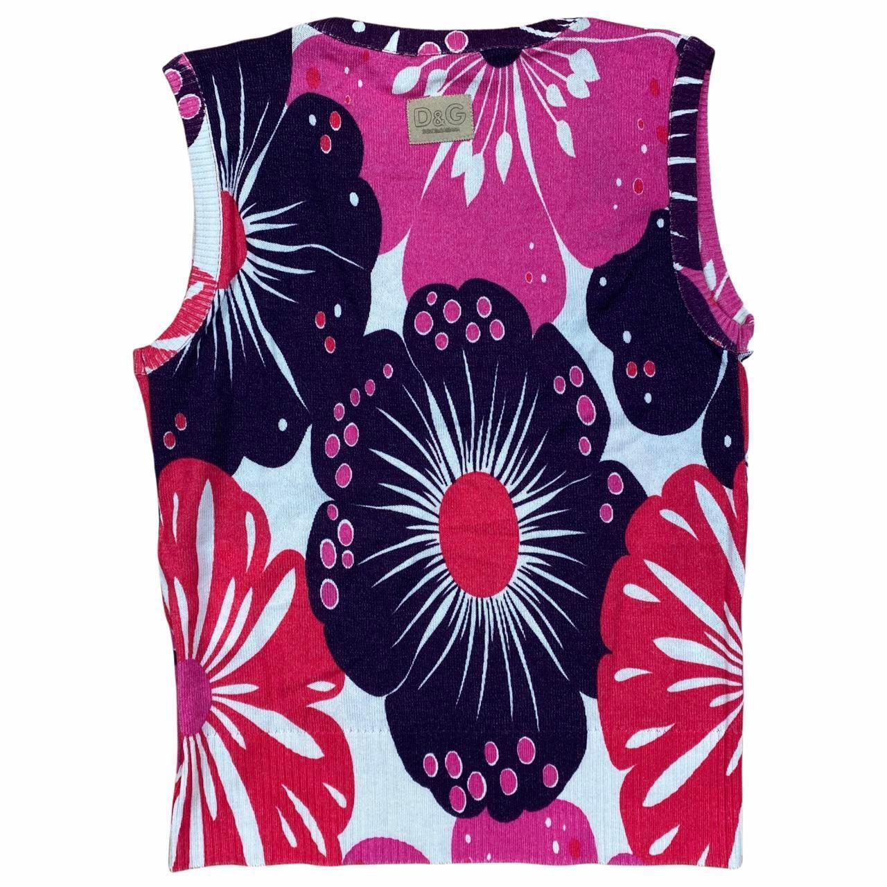 Dolce & Gabbana Pink and Purple Floral Printed Knit Sweater Vest Sweater Tank - Outfit Repeater