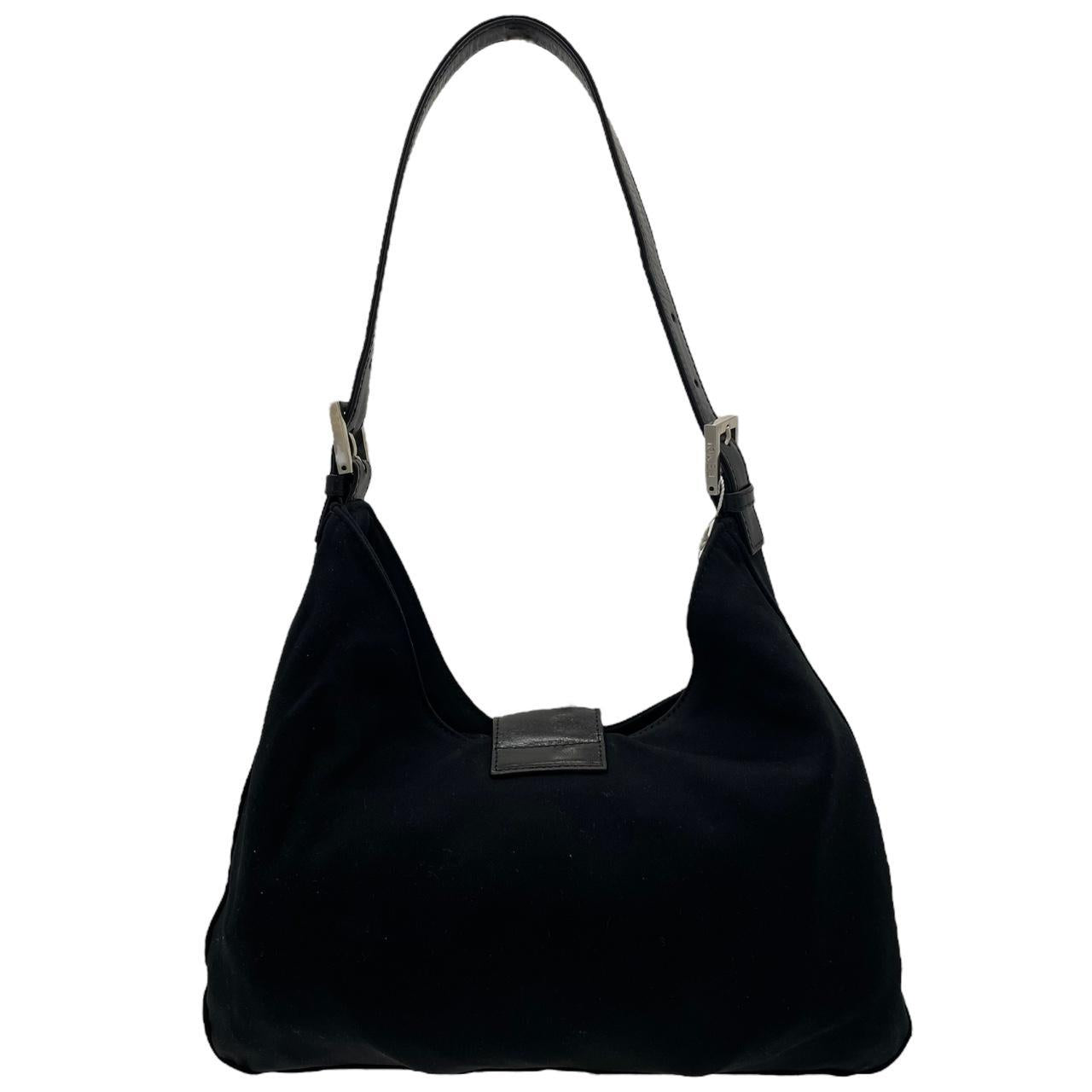 Fendi Black Neoprene Baguette Shoulder Bag