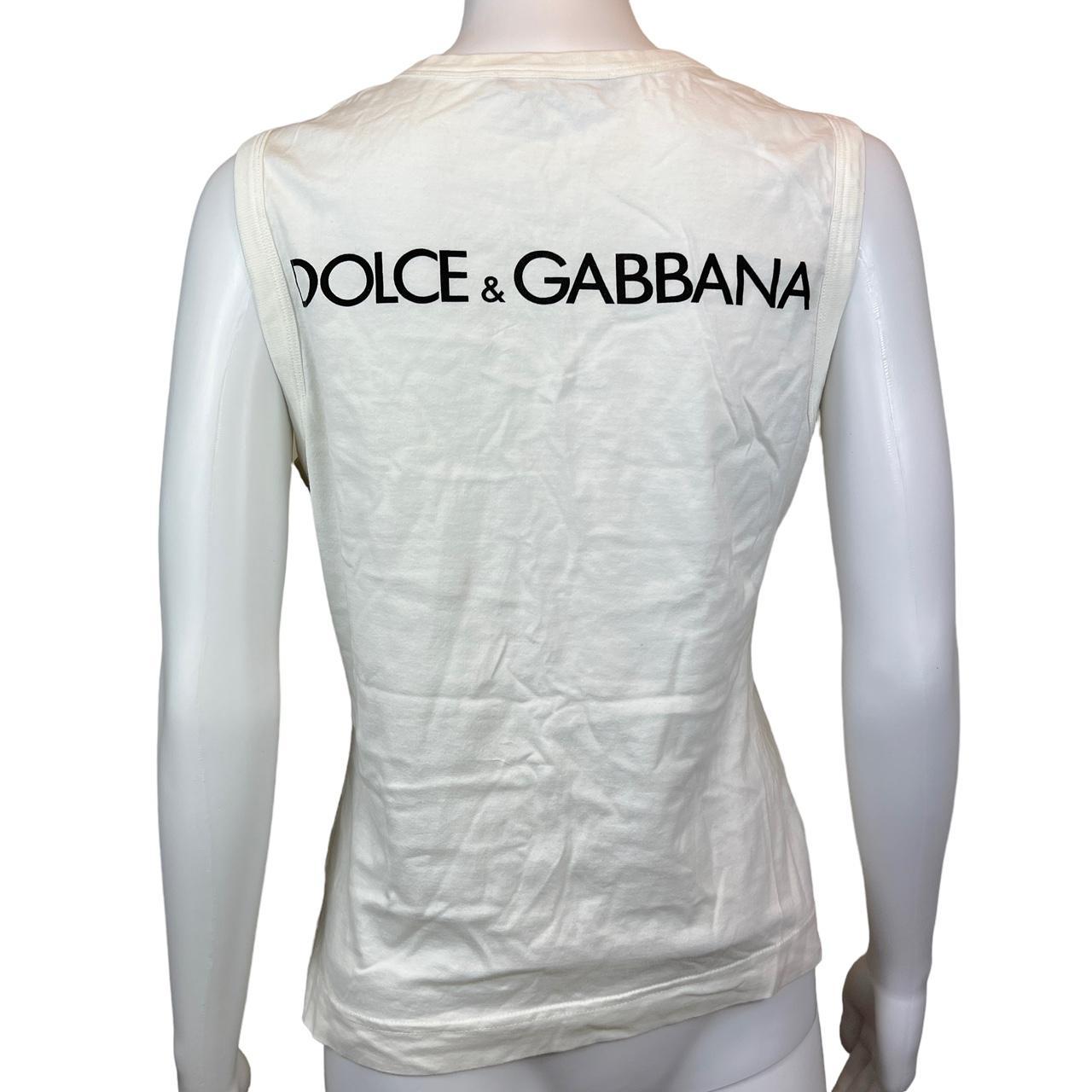 Dolce & Gabbana White and Gold Hollywood Dive Graphic Tank T-Shirt - Outfit Repeater