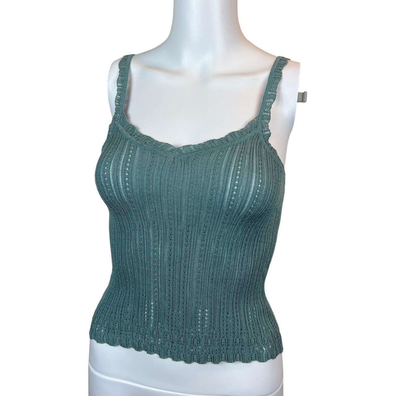 Christian Dior By John Galliano Spring 2001 Blue Semi-Sheer Knit Cami