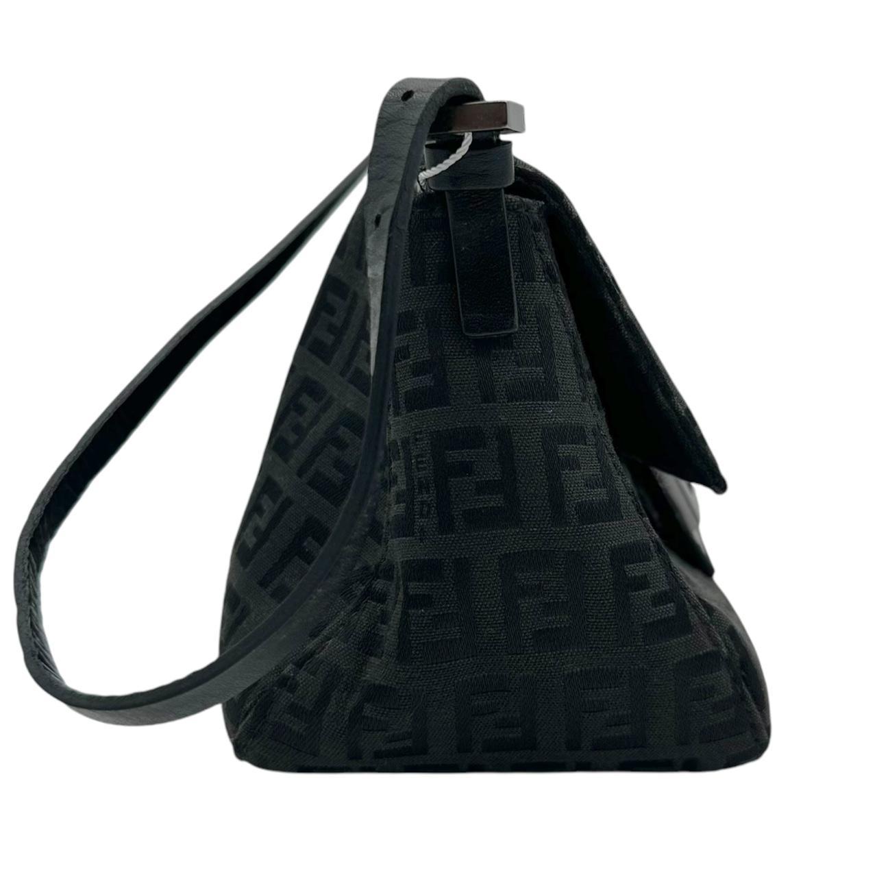 Fendi Black Zucchino Monogram Mini Mama Baguette Shoulder Bag