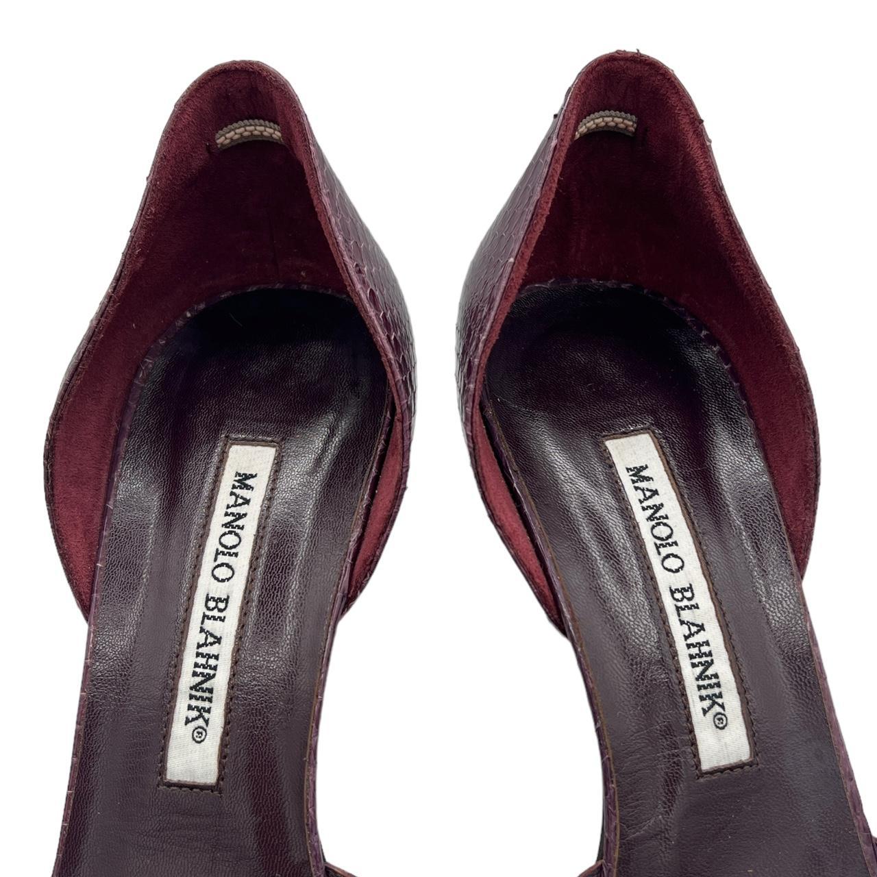 Manolo Blahnik Purple Python and Suede D'Orsay Pointed Toe Heels - Outfit Repeater