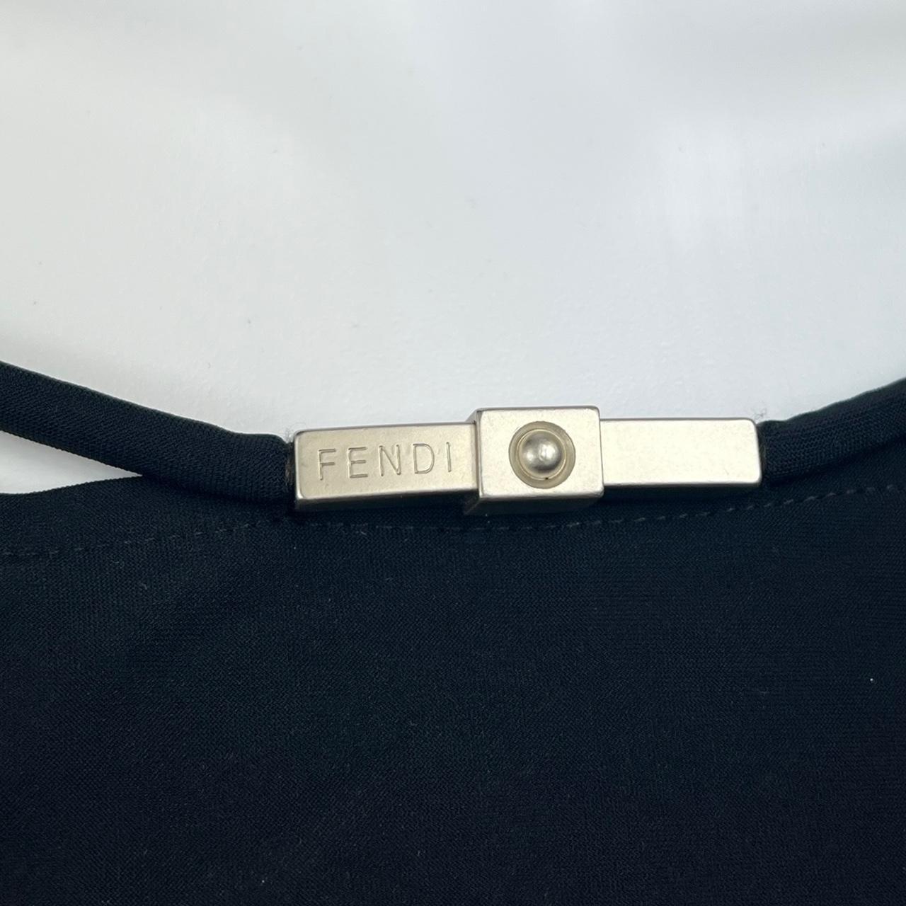 Fendi Mare black Strappy Crop Top with Logo Charm