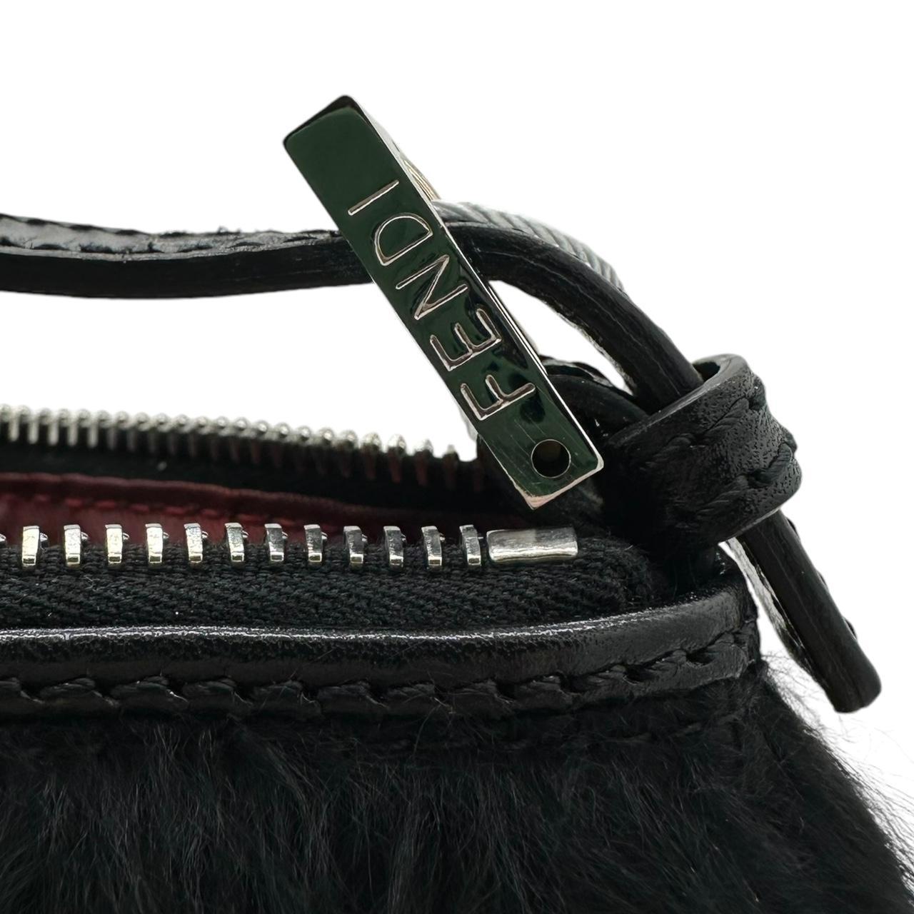 Fendi Black Rabbit Fur Pochette Bag