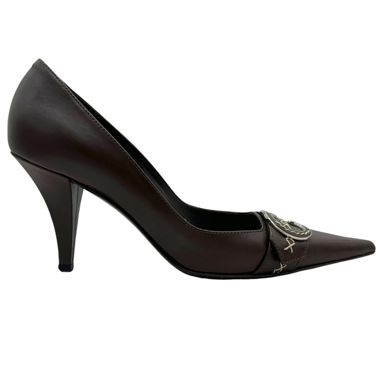Christian Dior Brown Leather CD Logo Heels - Outfit Repeater