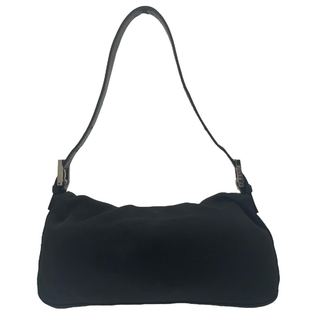 Fendi Black Neoprene Baguette Shoulder Bag