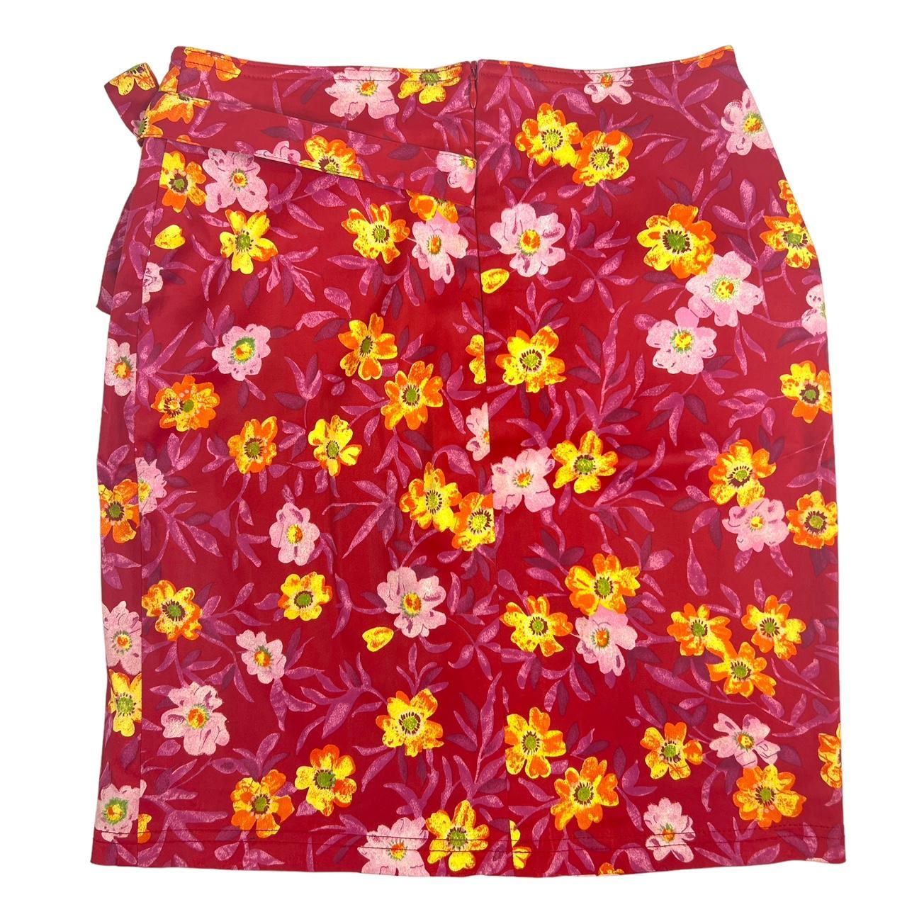 Versace Jeans Couture Red Floral Midi Skirt with Side Tie