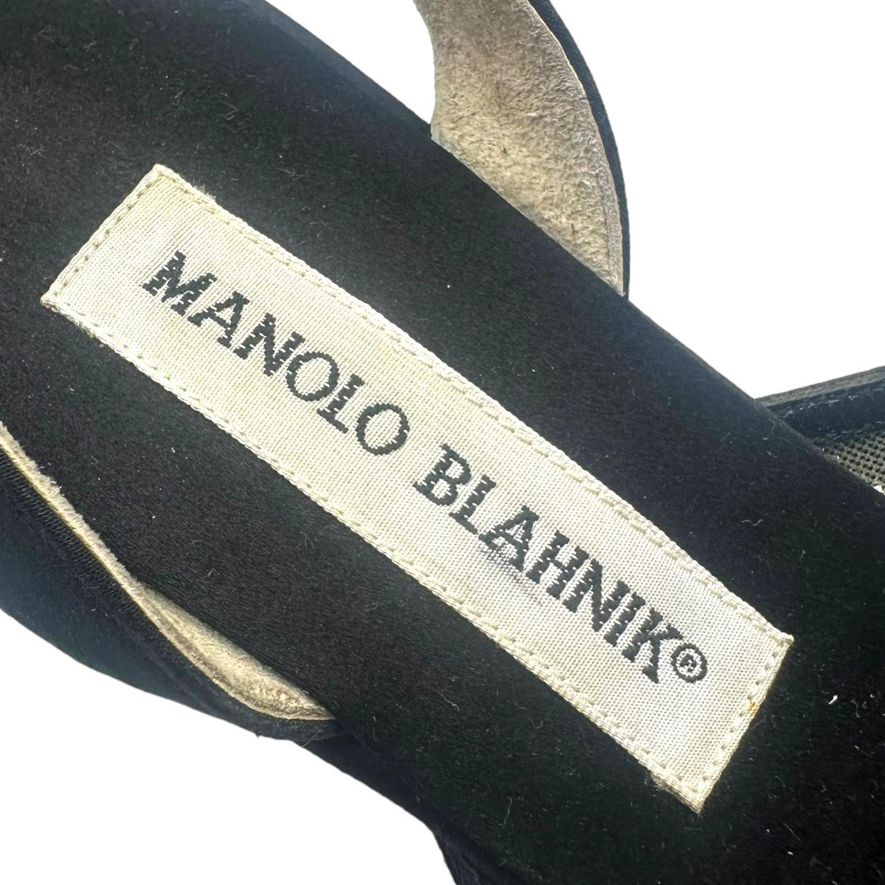 Manolo Blahnik Lace Slingback Heels Black Pointe Toe