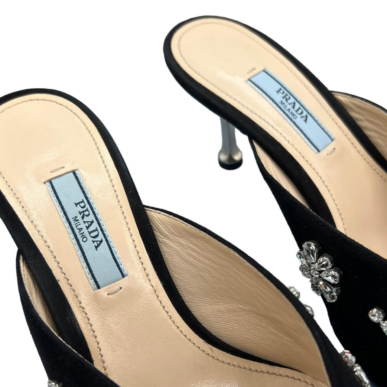 Prada Black Crystal Embellished Mule Heels