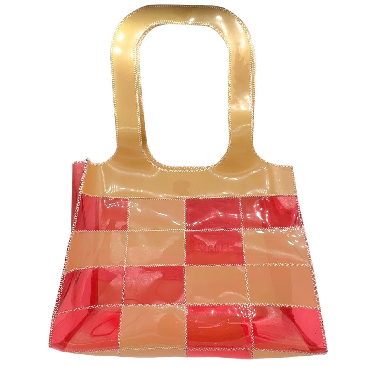 Chanel Quilted Pink Beige PVC Tote Bag