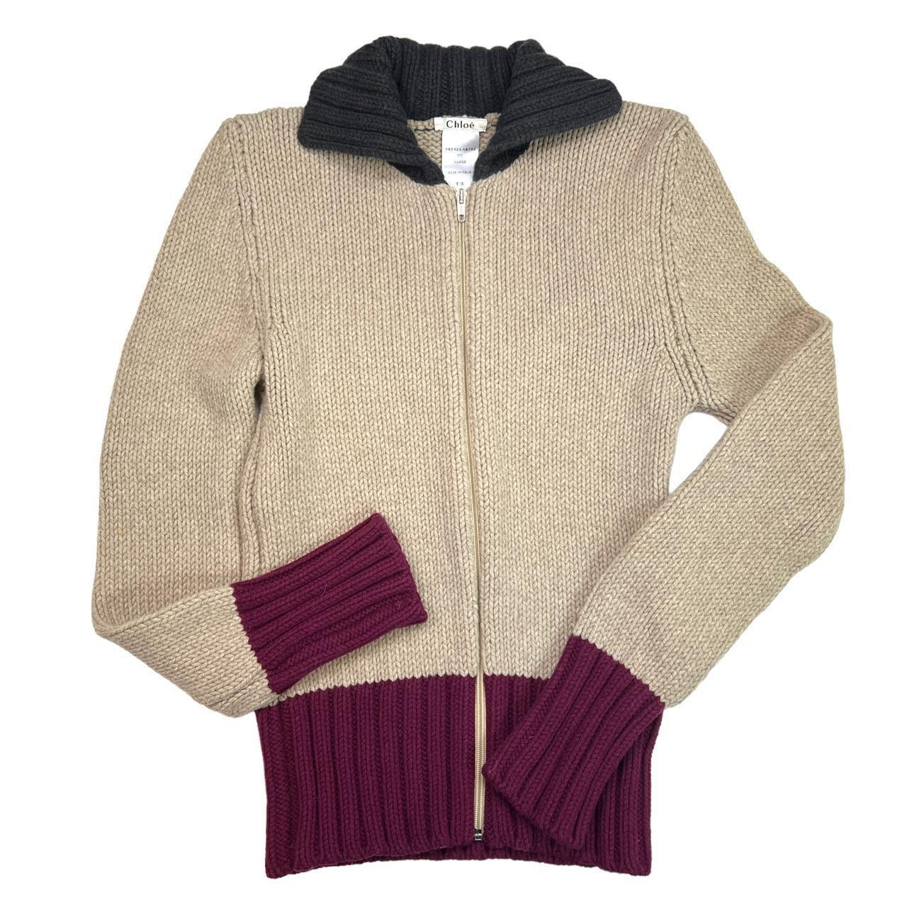 Chloé By Stella McCartney F/W 2001 Betty Patch Zip Up Wool Knit Cardigan Sweater