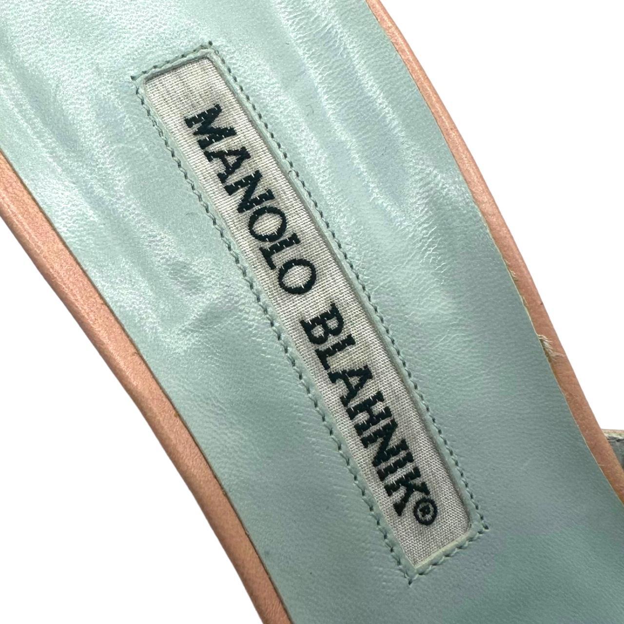 Manolo Blahnik Pink Leather Heeled Pointed Toe Mules