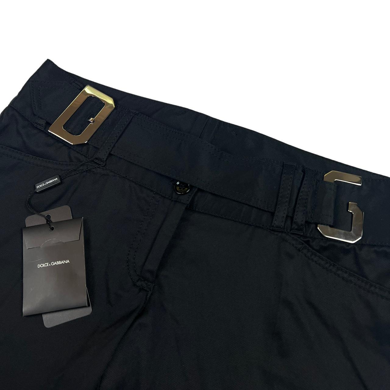 Dolce & Gabbana Black Low Rise Pants with Metal DG Logo Hardware