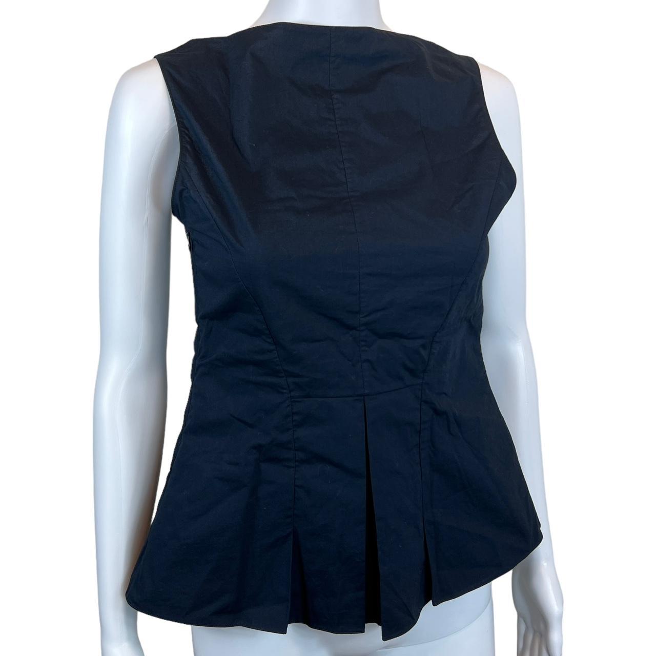 Marni Navy Blue Pleated Cotton Blouse Top with Straight Neckline - Outfit Repeater