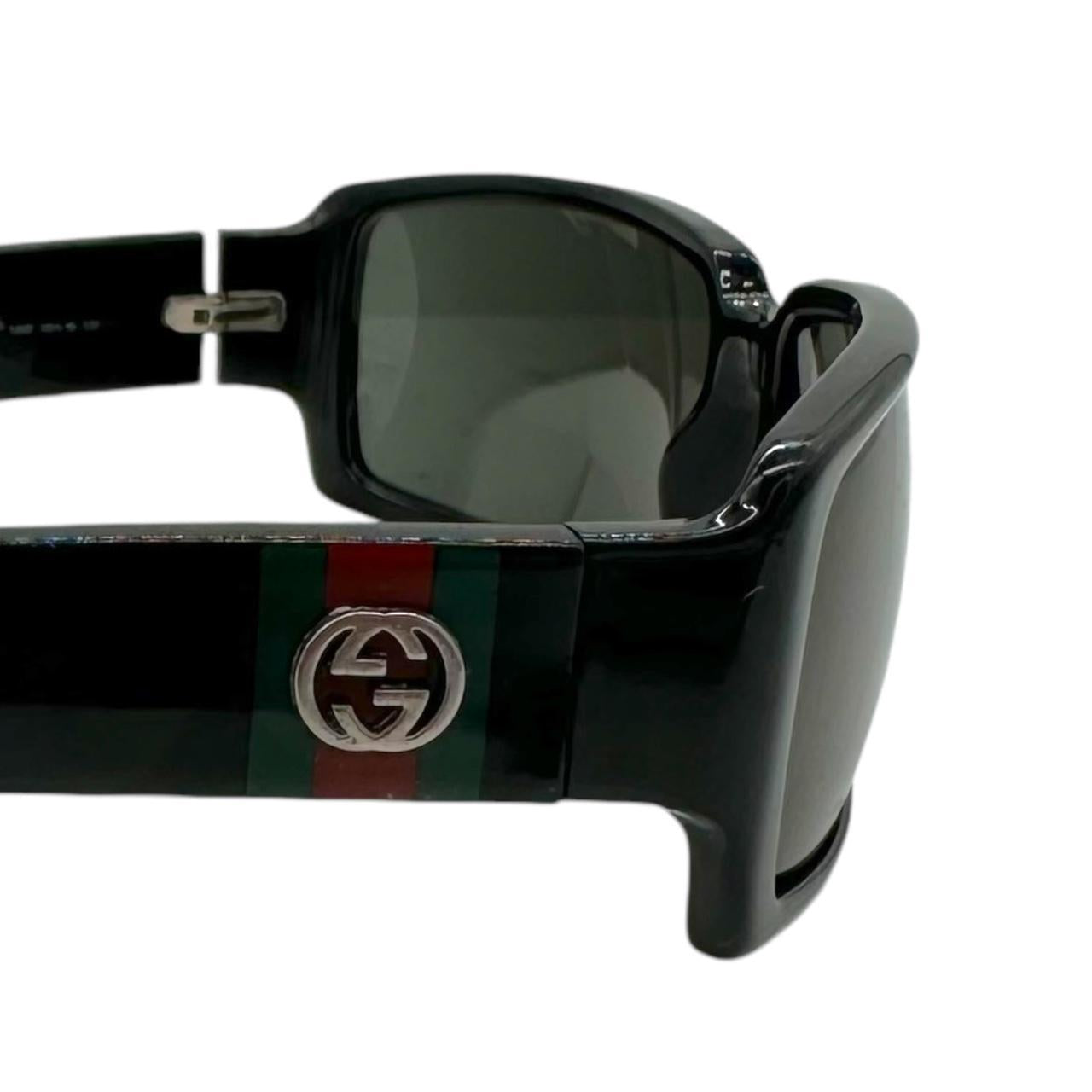 Gucci Black Rectangle Logo Arm Sunglasses