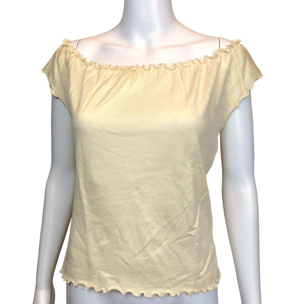 Gucci By Tom Ford 1999 Ivory Lettuce Edge Off The Shoulder Top - Outfit Repeater