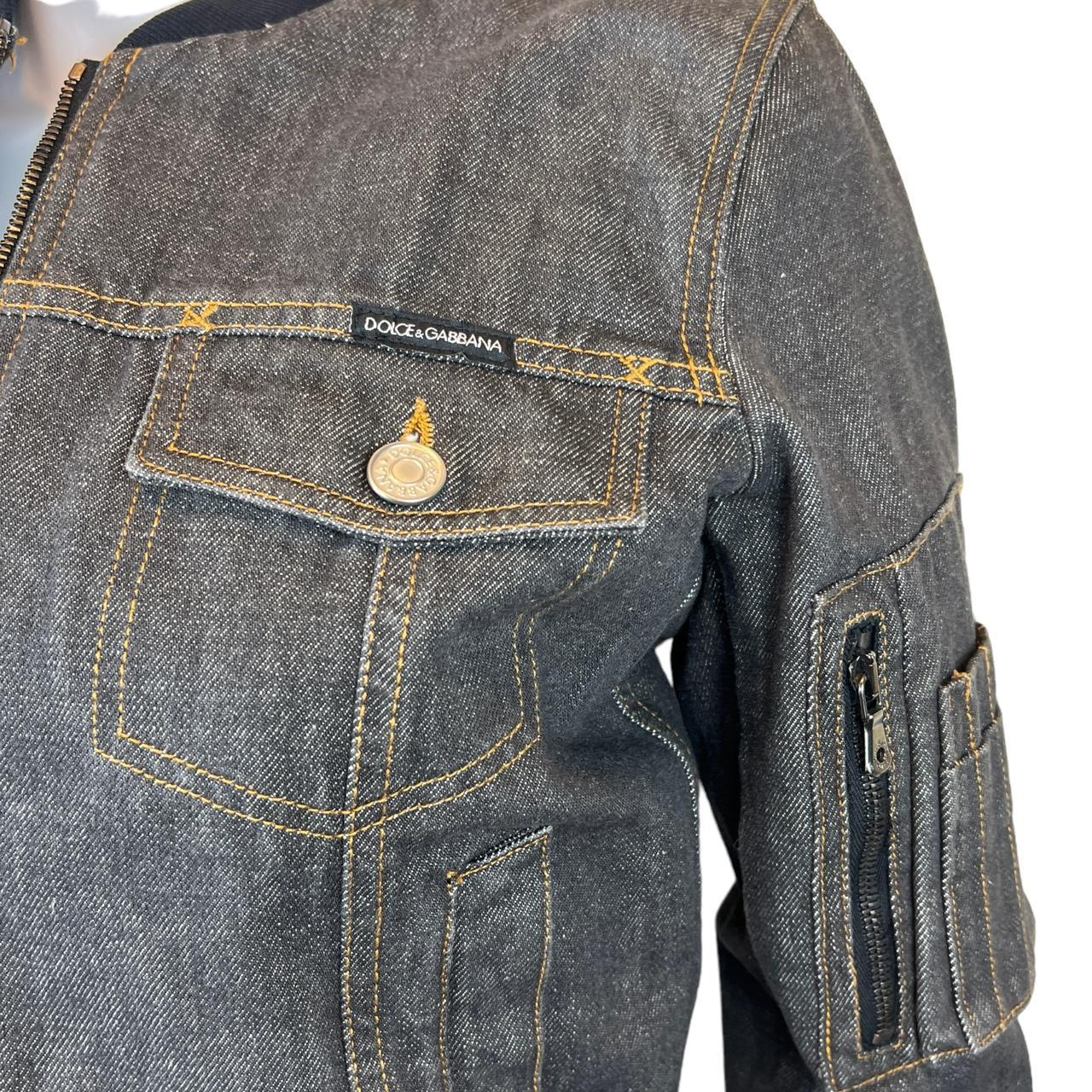 Dolce & Gabbana Dark Denim Cropped Bomber Jacket - Outfit Repeater