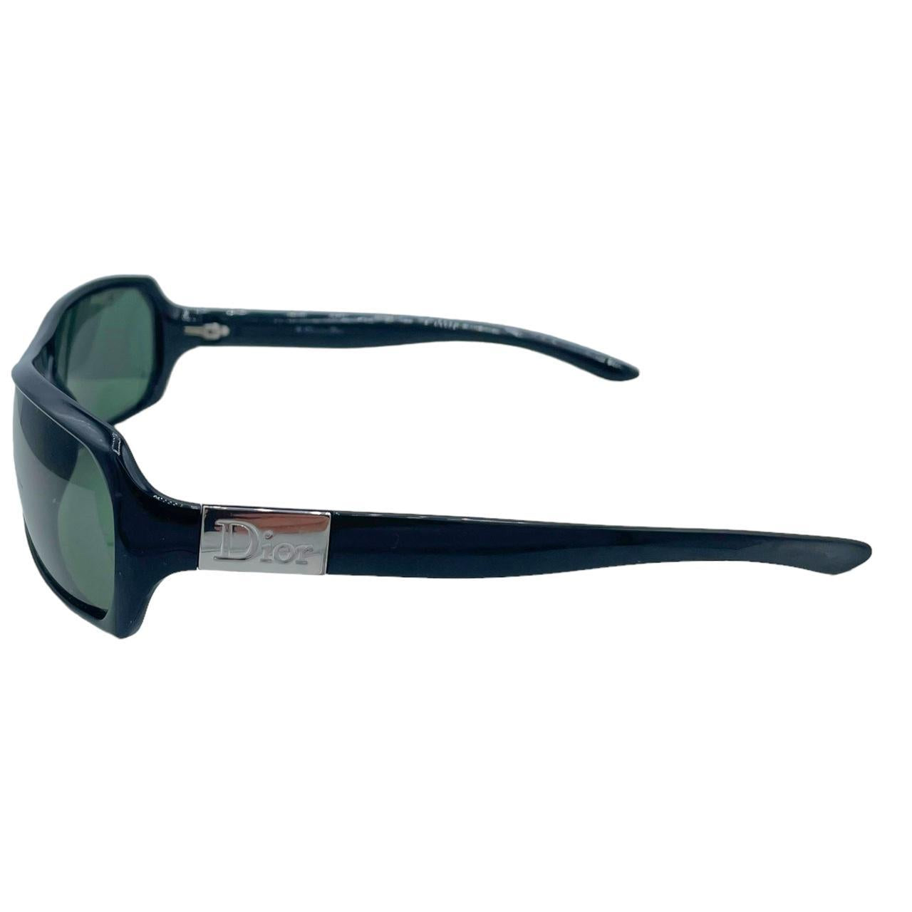 Dior Party 2 Black Silver Sunglasses Green Tinted Lenses