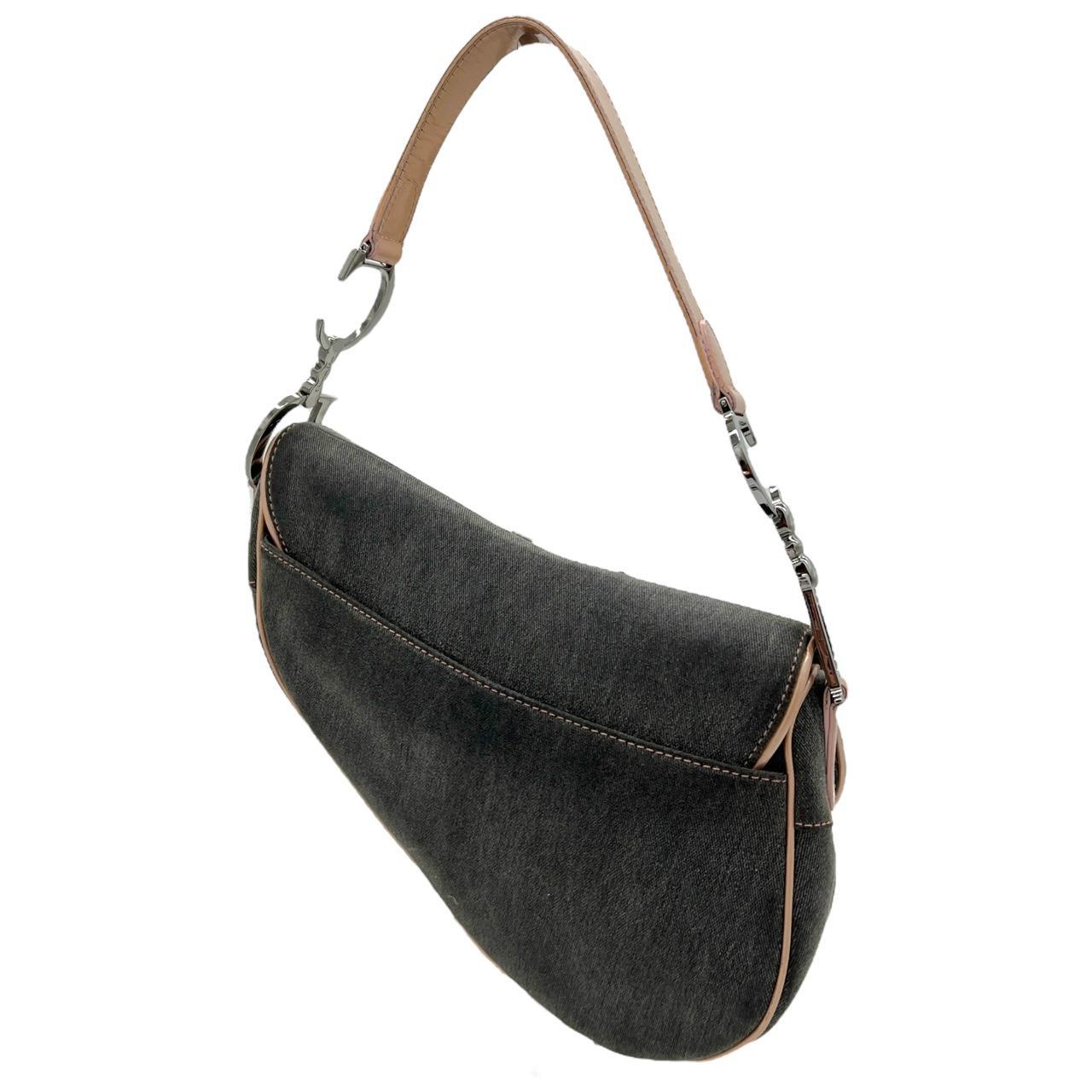 Dior Gray Denim & Pink Leather Classic Saddle Bag - Outfit Repeater